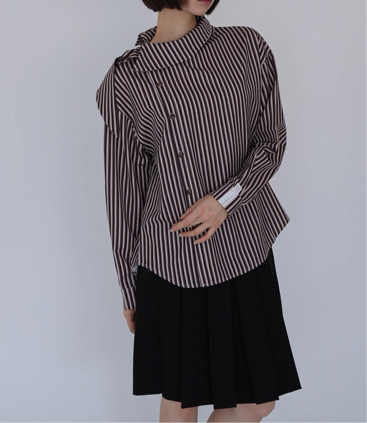 【8月26日発送予定】asymmetric stripe shirt