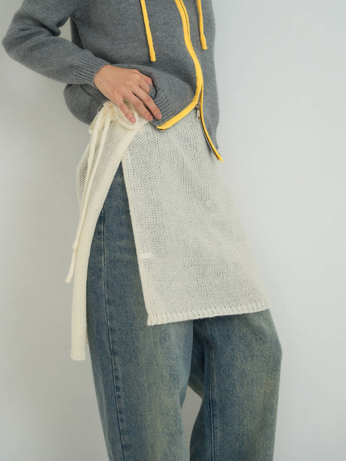 ribbon wrap knit skirt