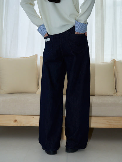 belted high waist denim pants