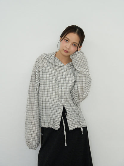 check hooded shirt