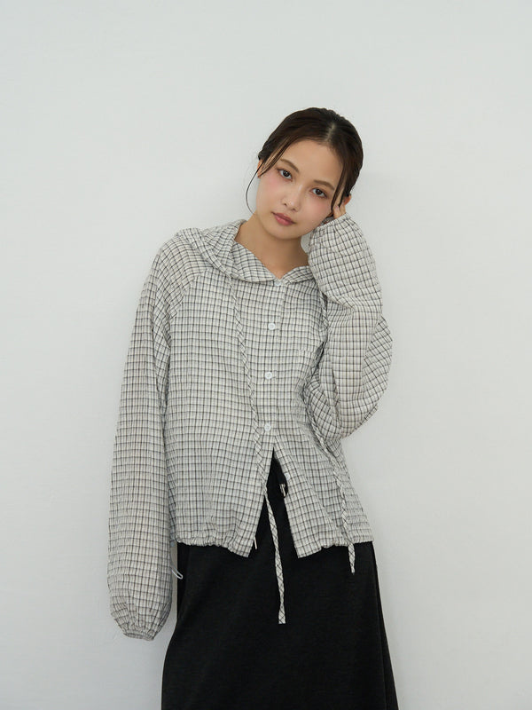 check hooded shirt