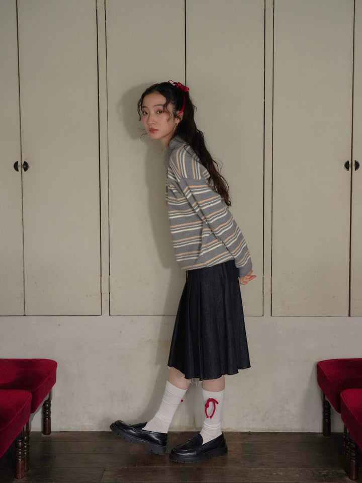 retro stripe collar knit