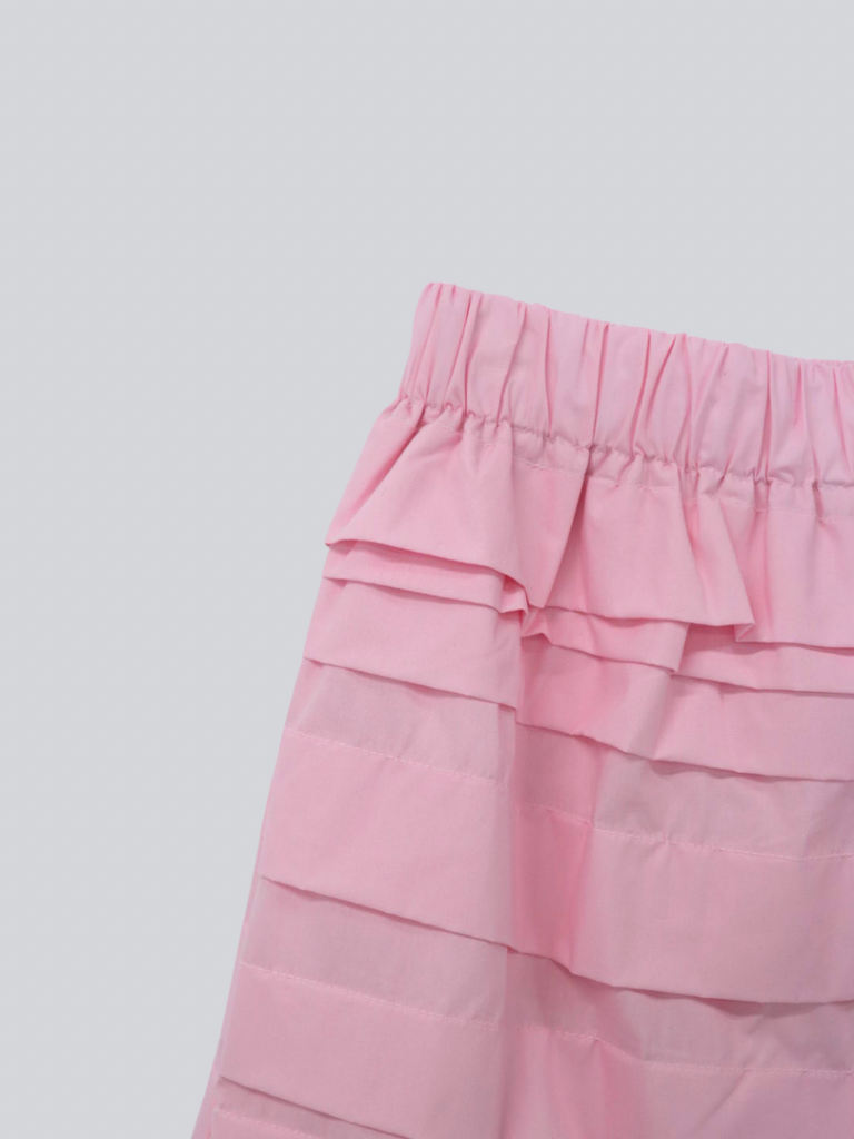 tiered pleated midi skirt