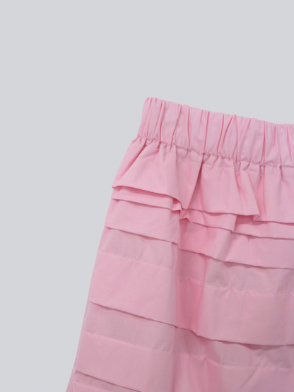 tiered pleated midi skirt