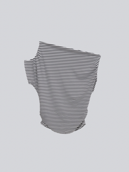 one shoulder border tee