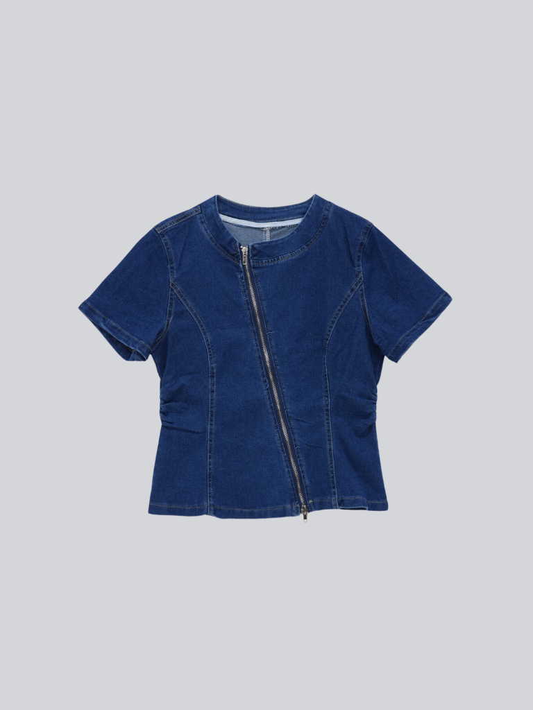 zip denim top