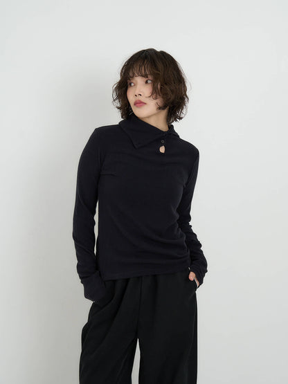button high neck knit