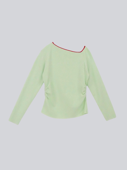 colorblock asymmetry shoulder knit