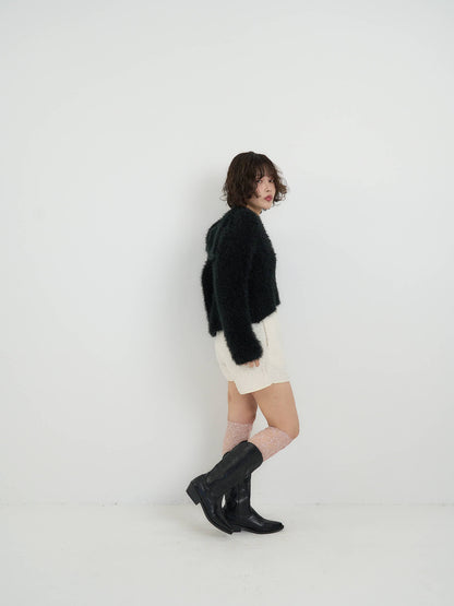 shaggy knit sailor cardigan