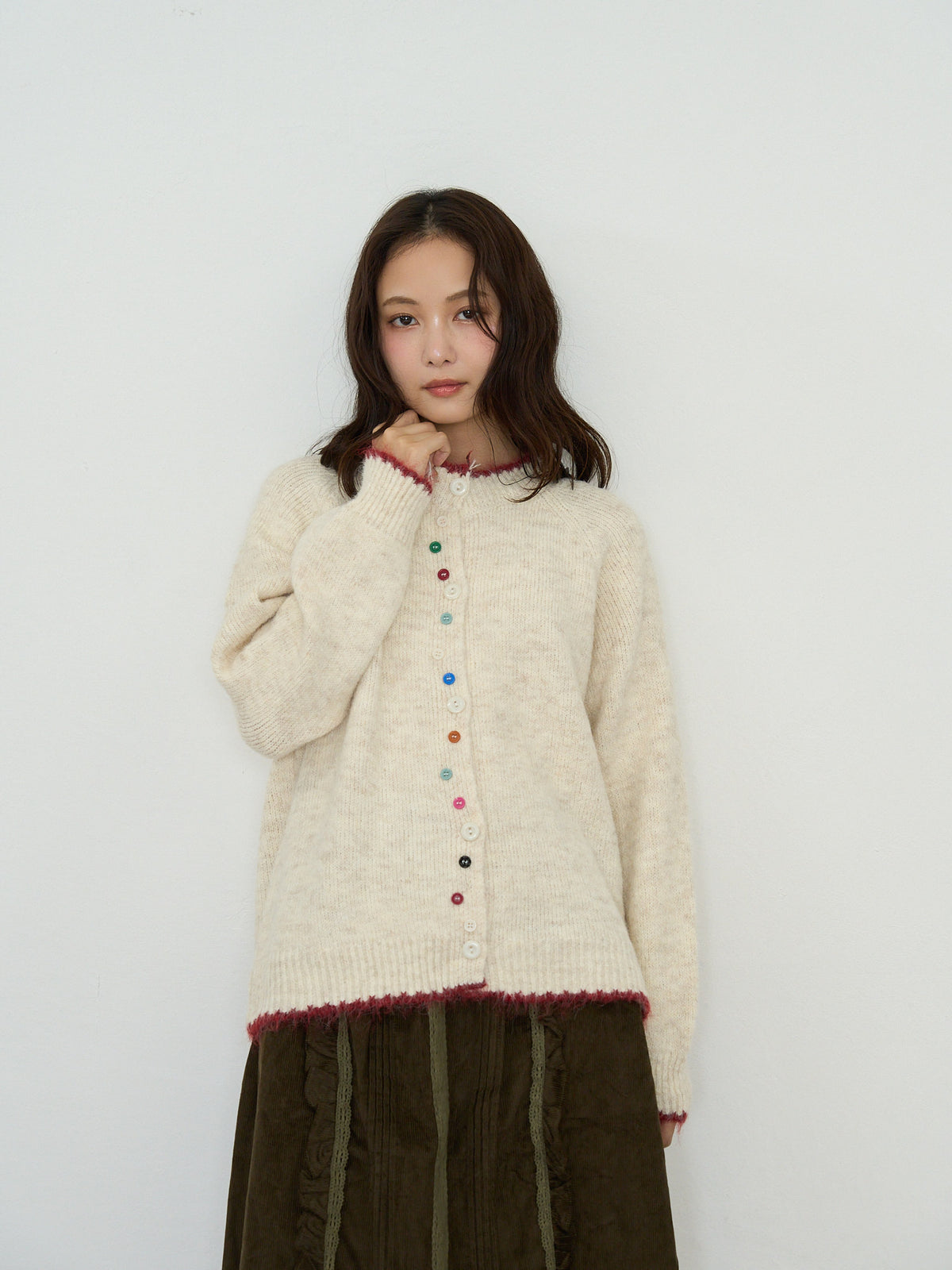 color button knit cardigan