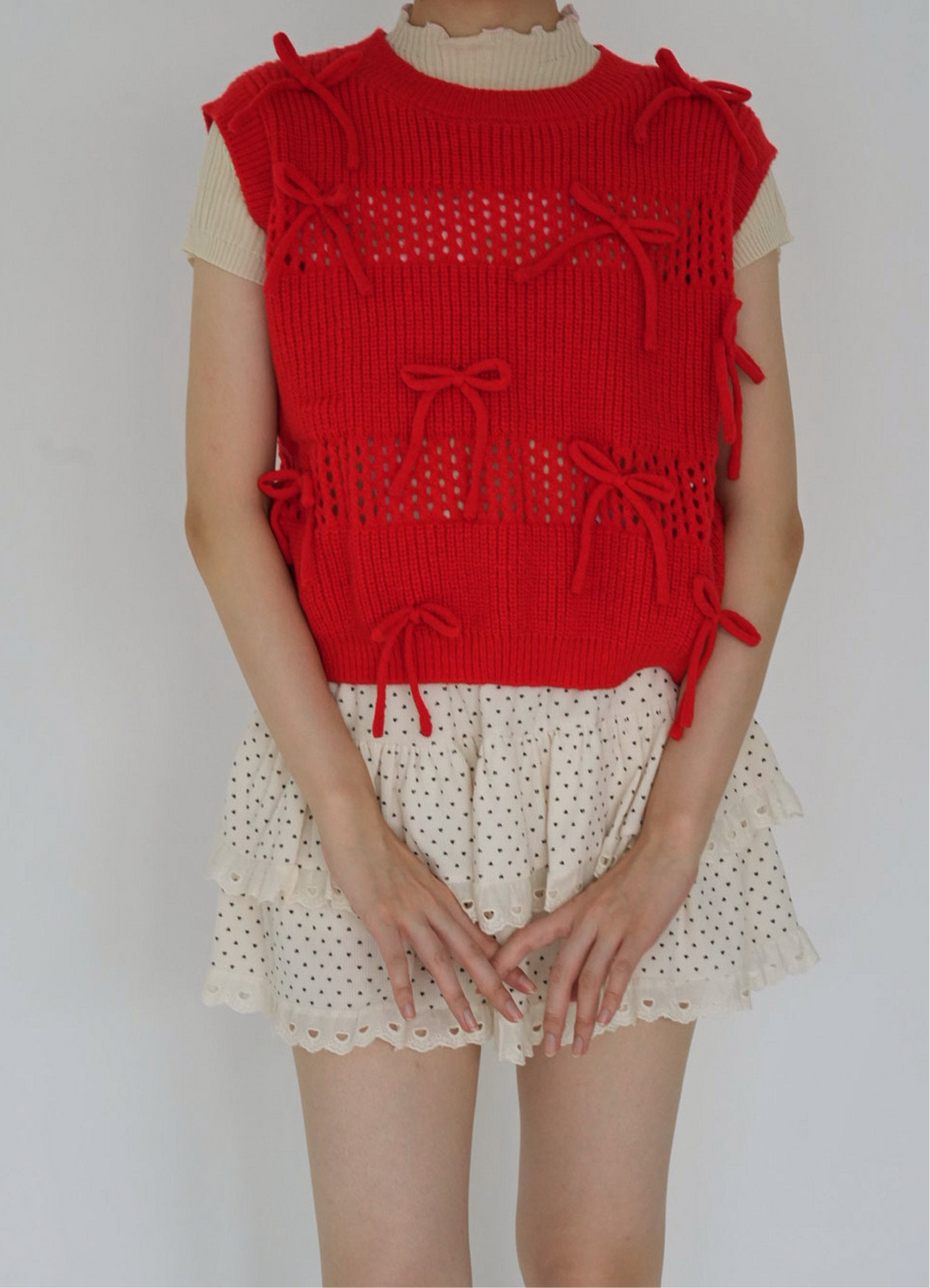 ribbon knit vest