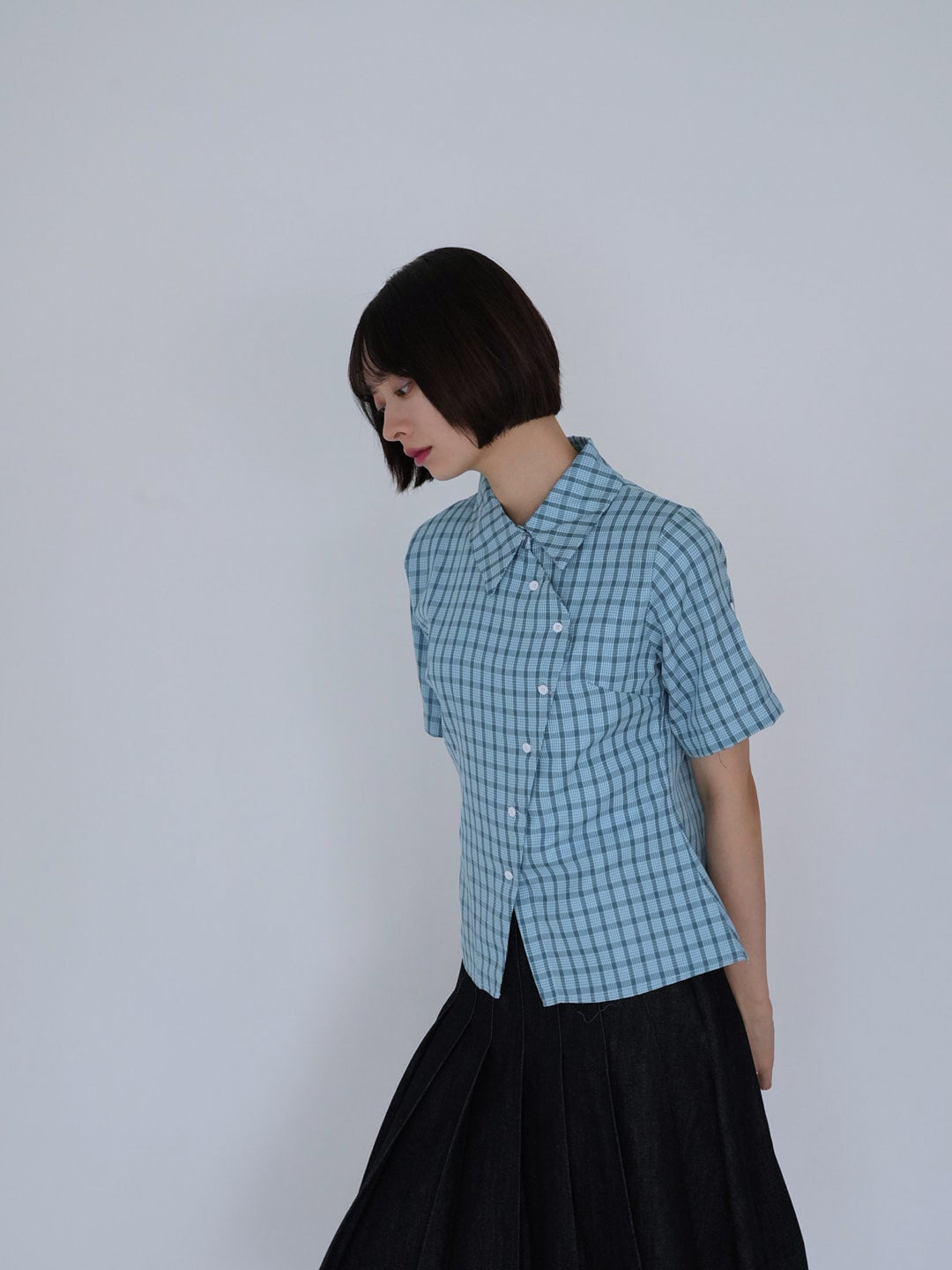 retro check button shirt