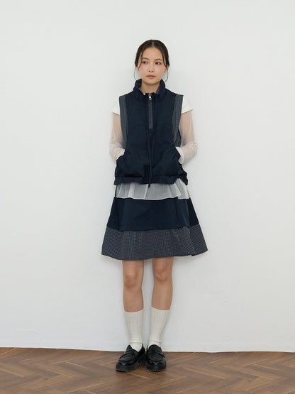 check vest & skirt set