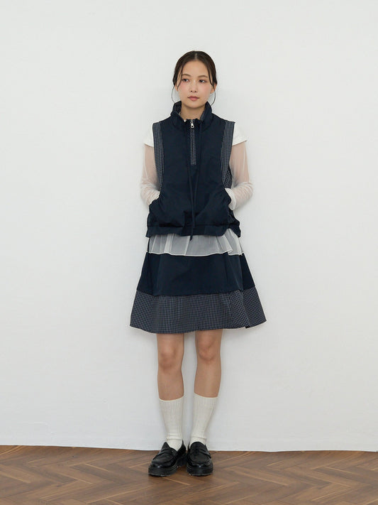 check vest & skirt set