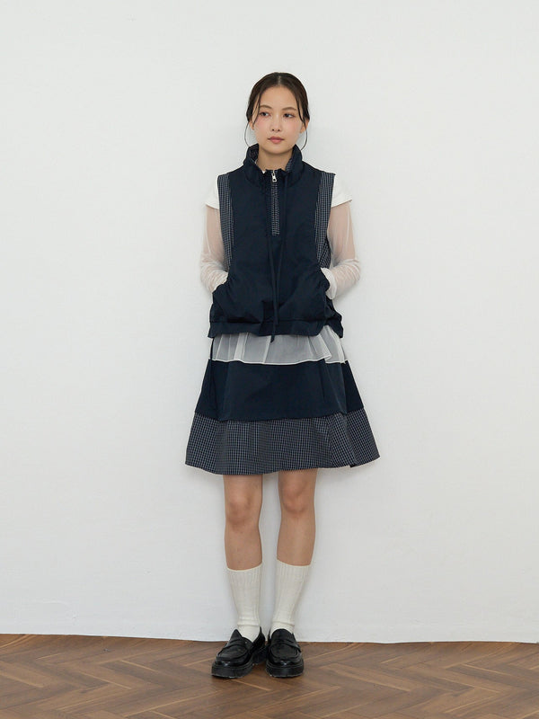 check vest & skirt set