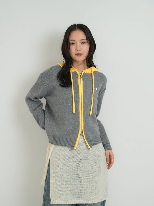 bicolor zip knit