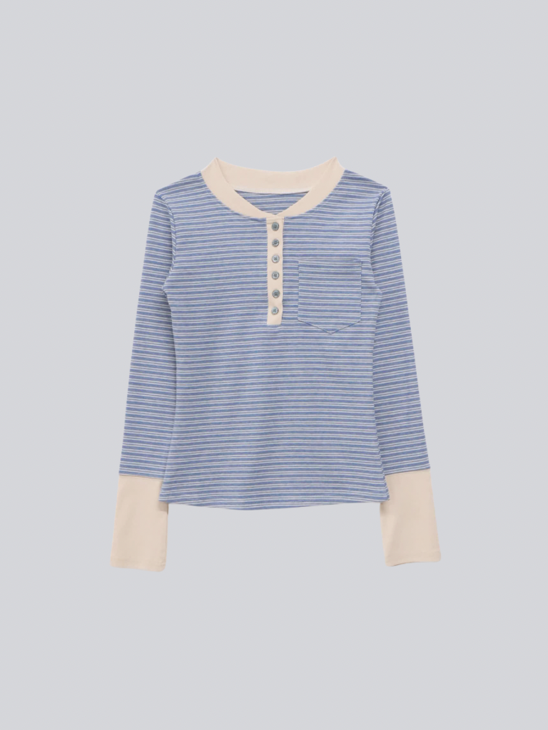 layered striped henley top