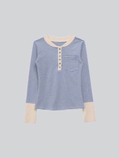 layered striped henley top