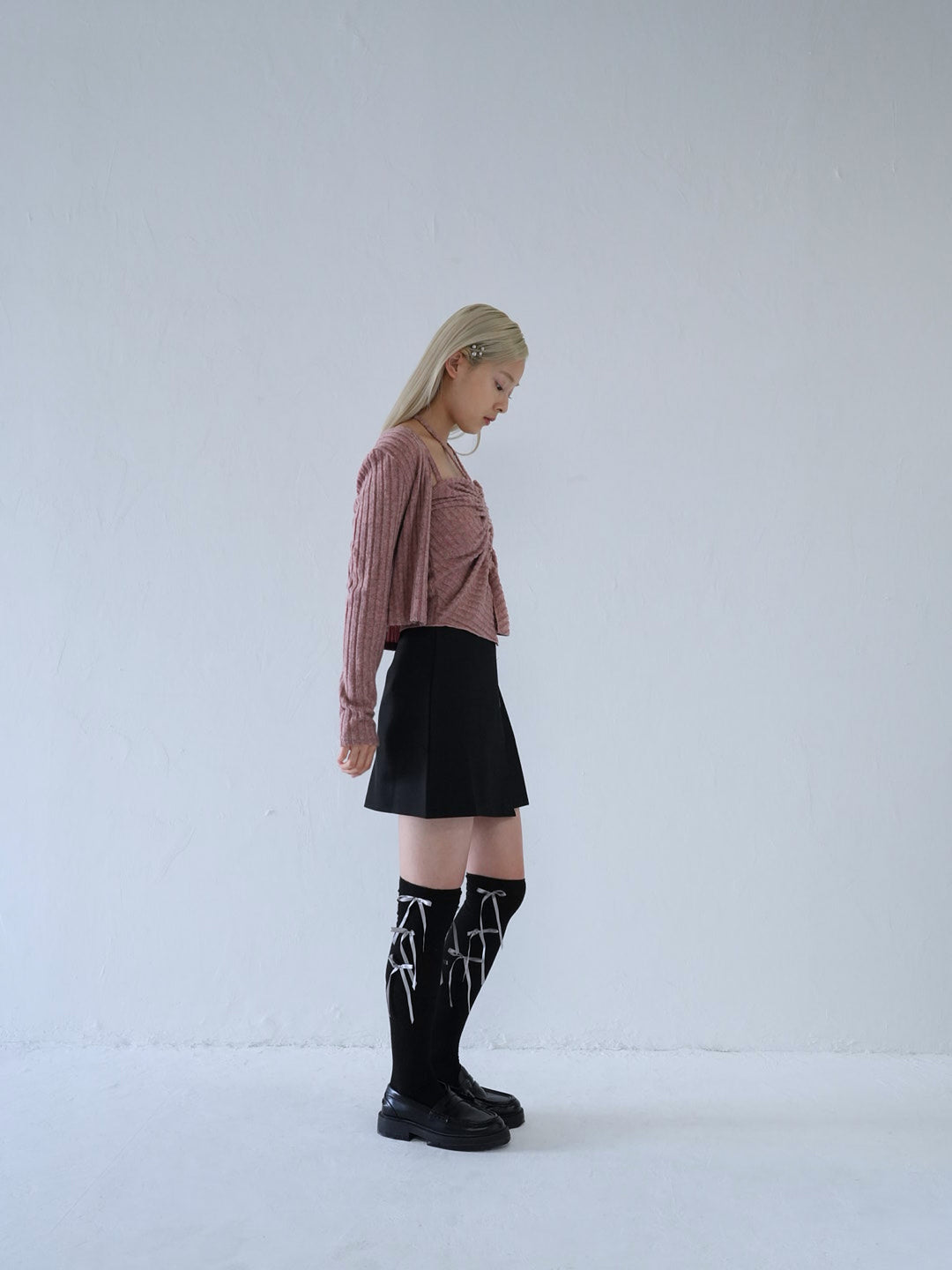 slanting button trapezoid skirt