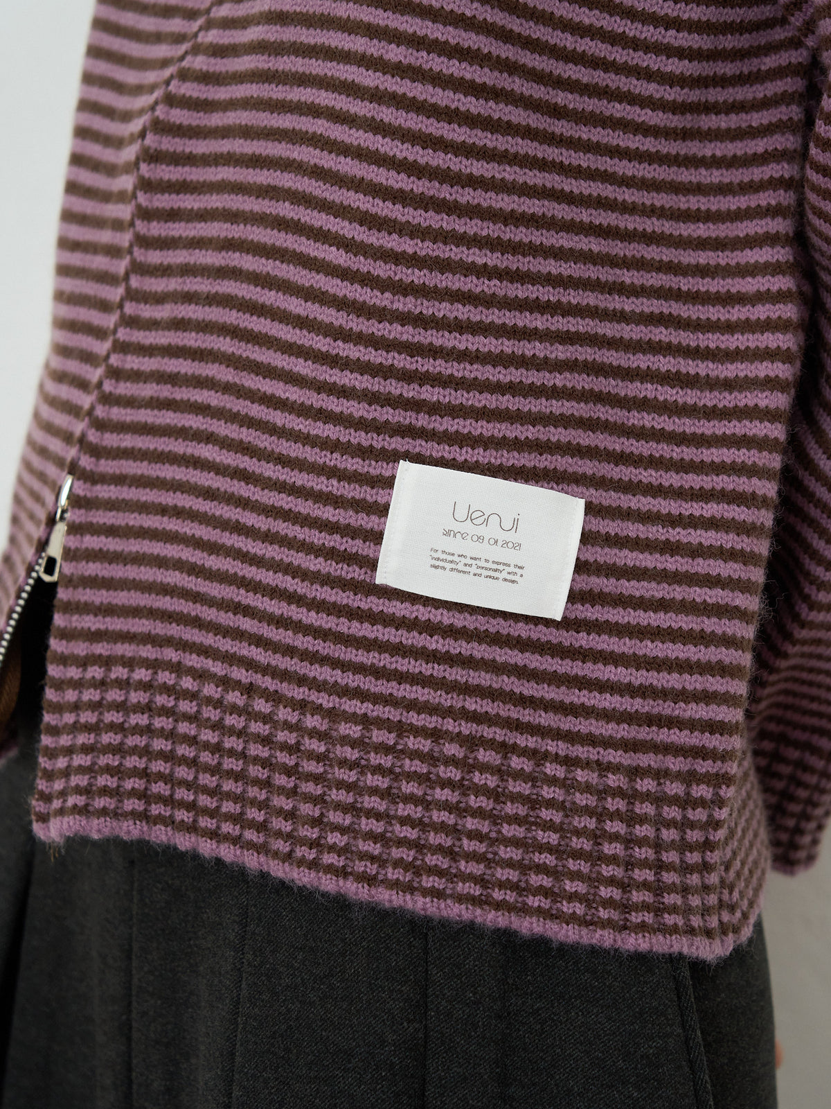 border knit zip hoodie