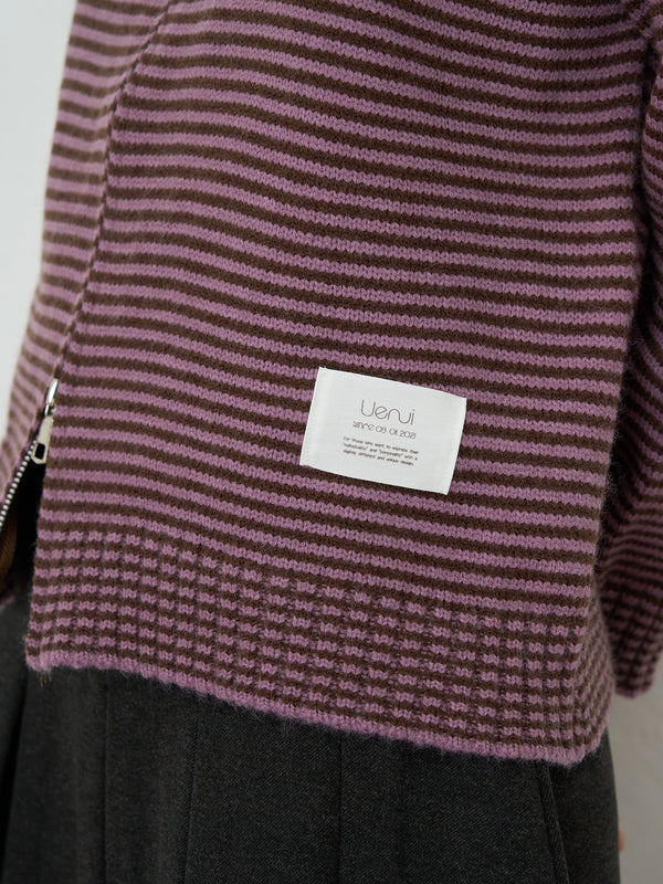 border knit zip hoodie