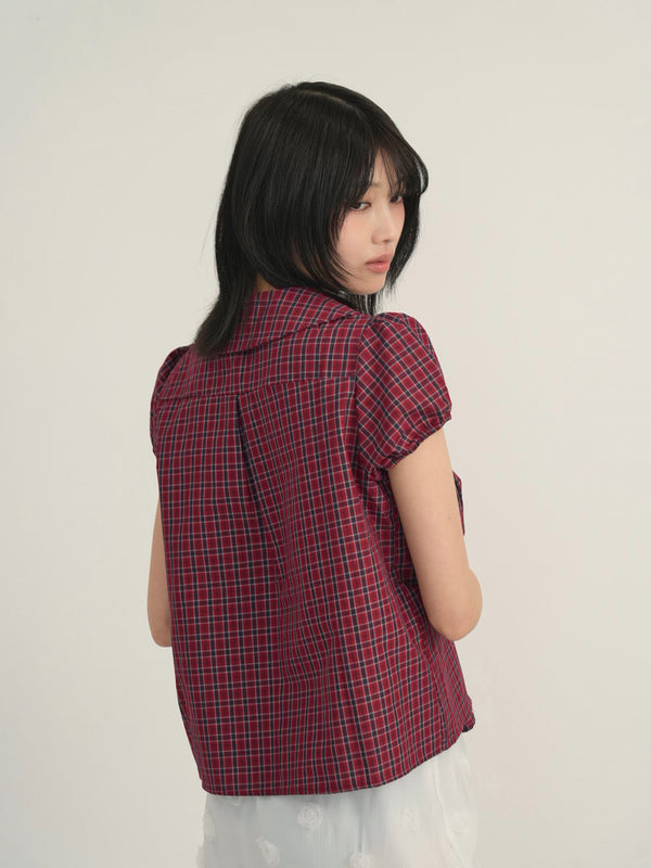 doll collar plaid blouse