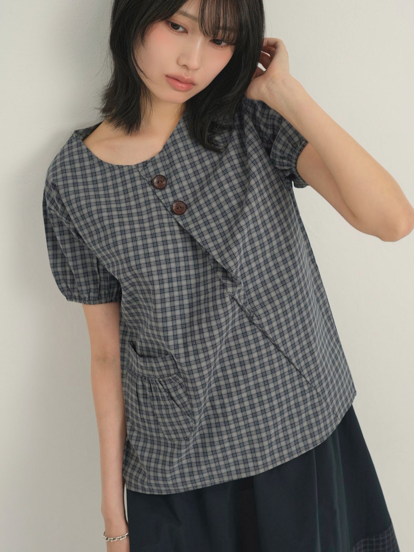 asymmetry check blouse