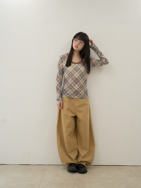 check slim long sleeve tee