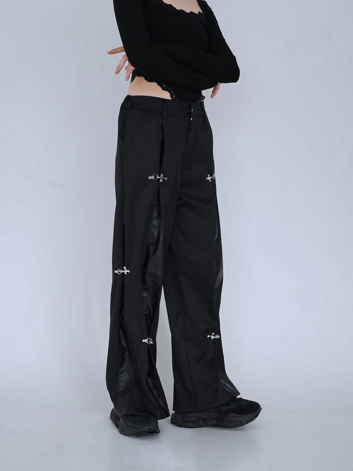 double material pin pants