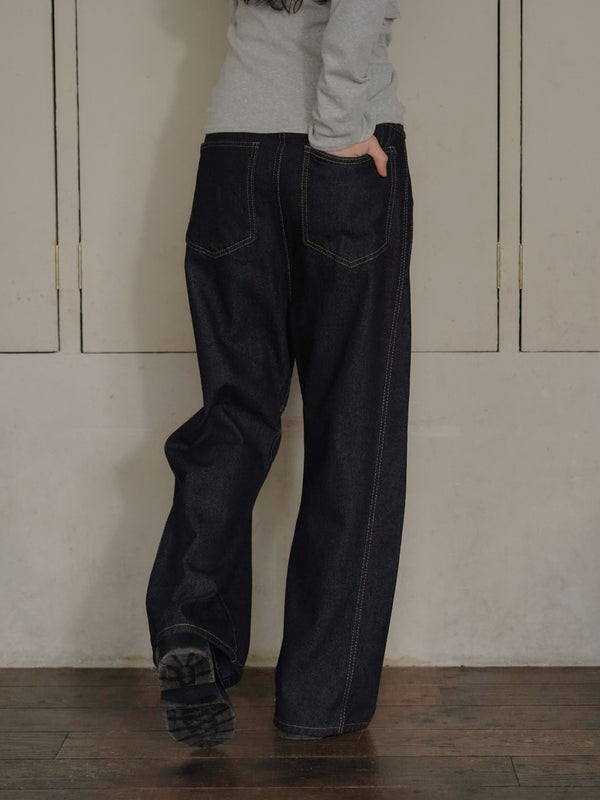 アシンメトリー ワイドデニムパンツ 大人カジュアル レディース Uenui