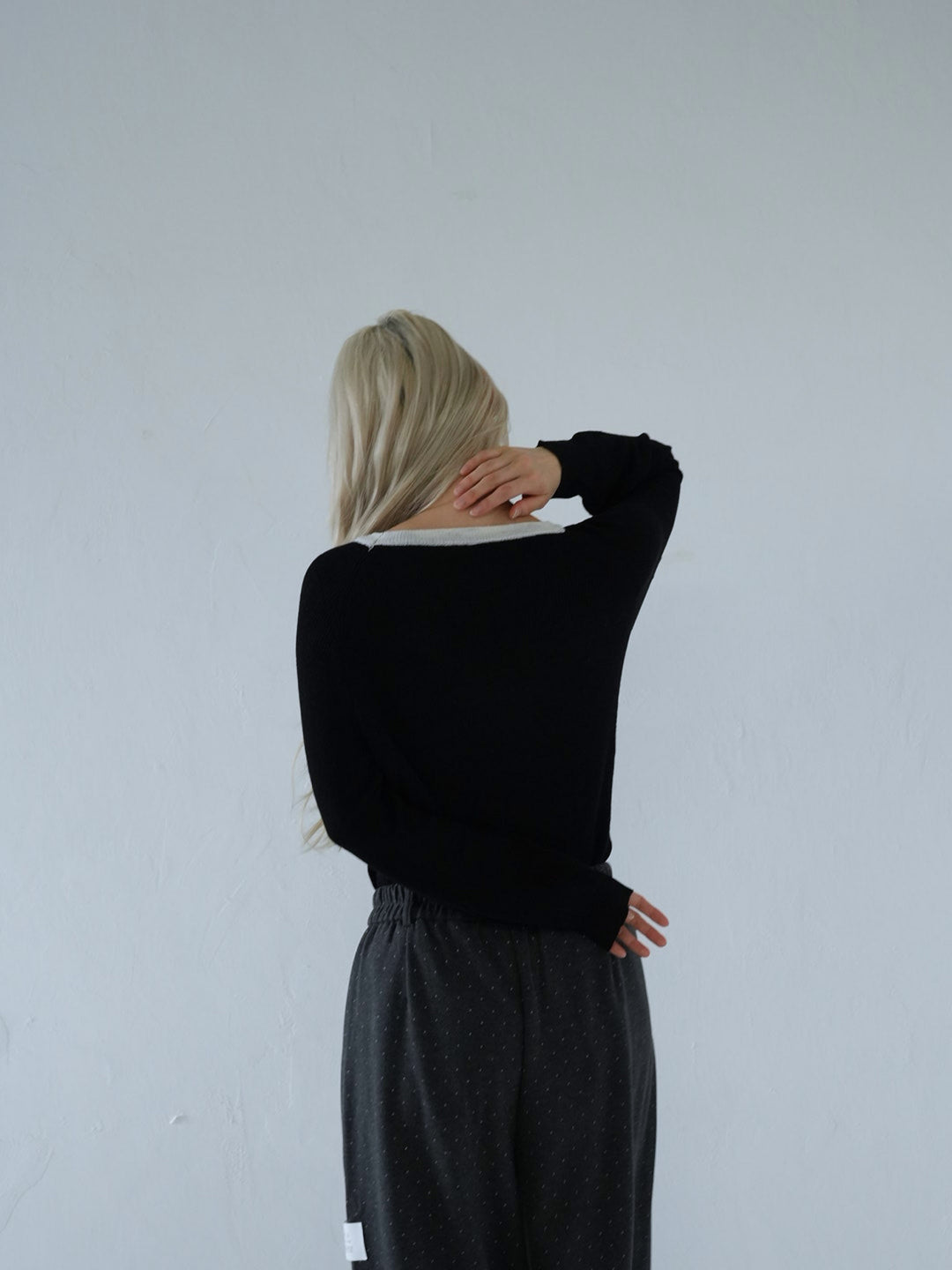 【 10月上旬発送予定 】contrast trim rib knit top
