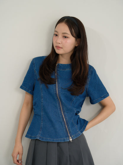 zip denim top