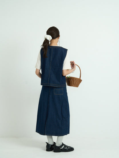 denim stitch vest