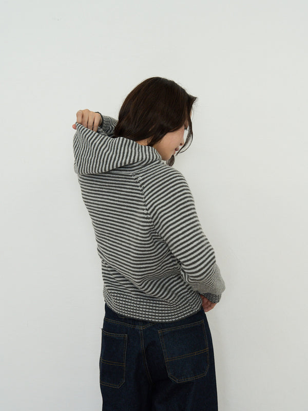 border knit zip hoodie