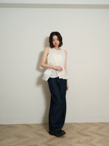 dot sleeveless blouse set