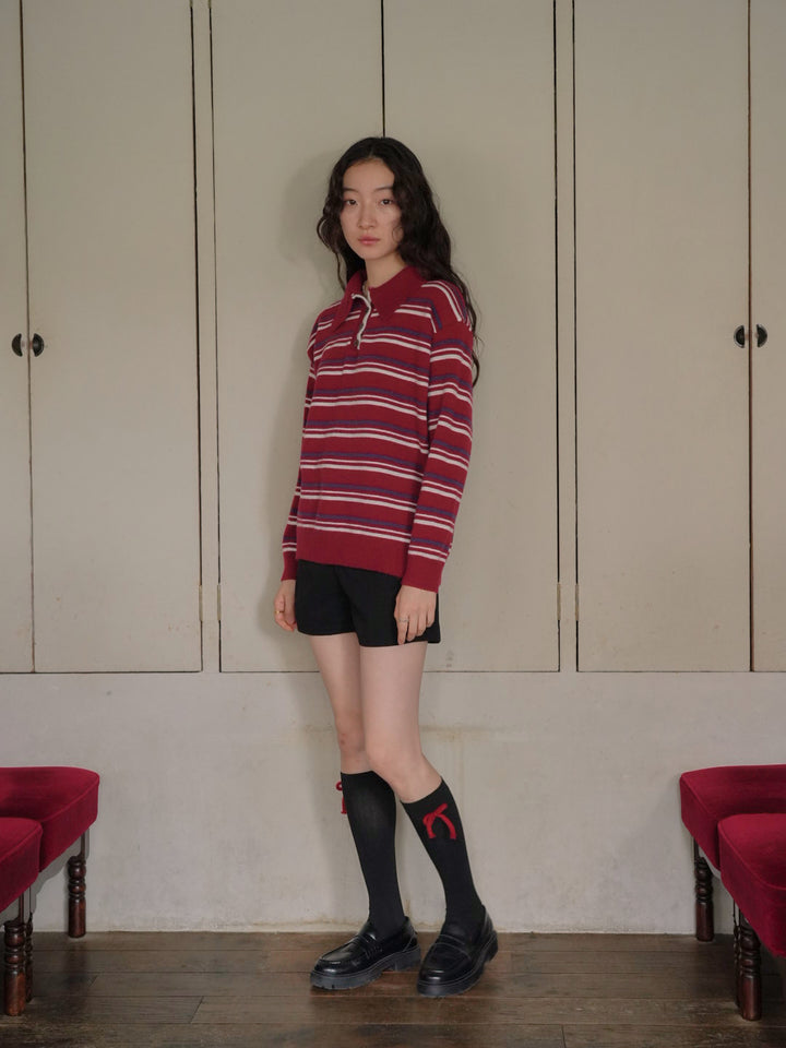 retro stripe collar knit