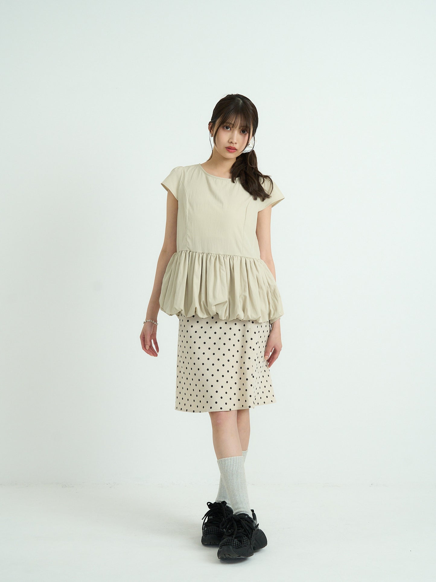 peplum puff sleeve blouse