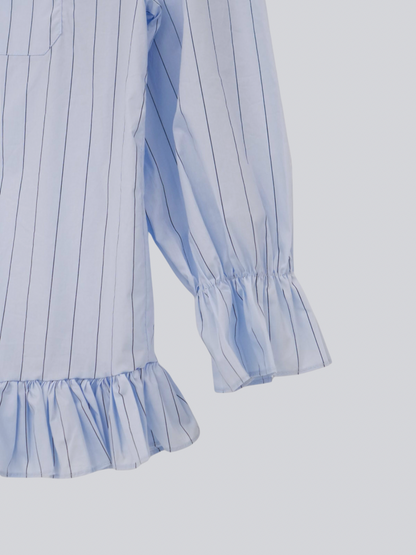 stripe frill big blouse