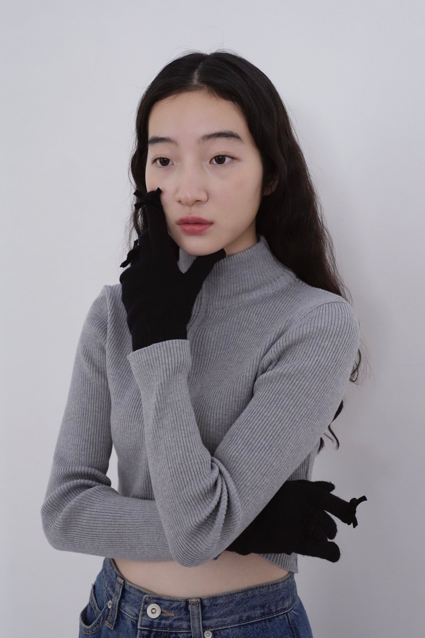 ribbon knit gloves