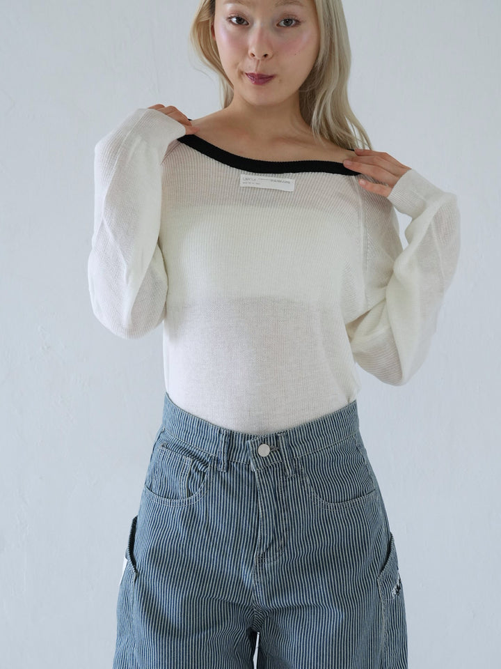 【 10月上旬発送予定 】contrast trim rib knit top