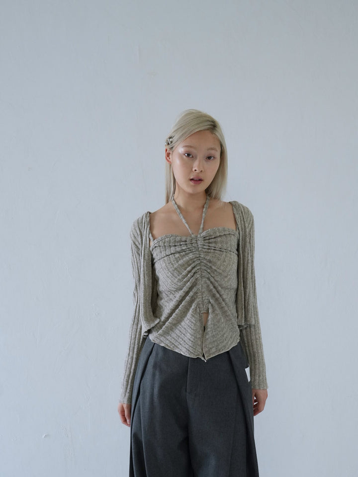 【 10月上旬発送予定 】ribbed ruched cami & cardigan set