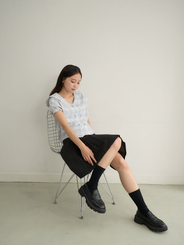 check sailor blouse