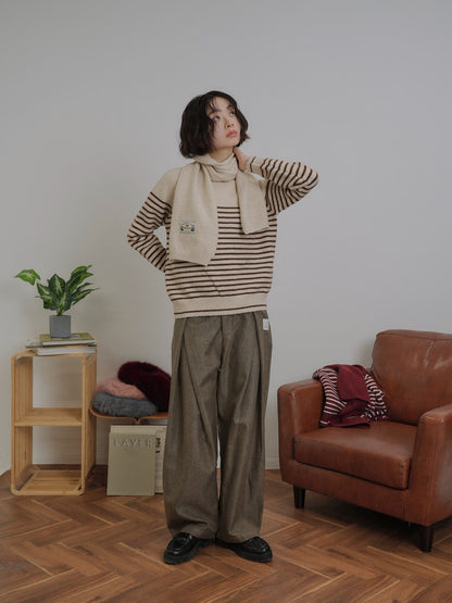 border knit top scarf set