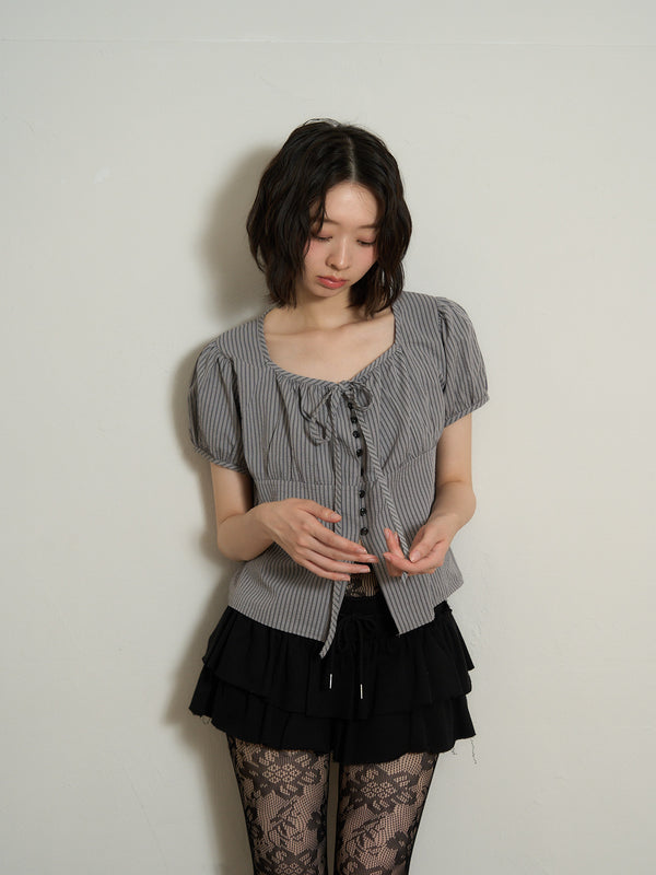 stripe ribbon blouse