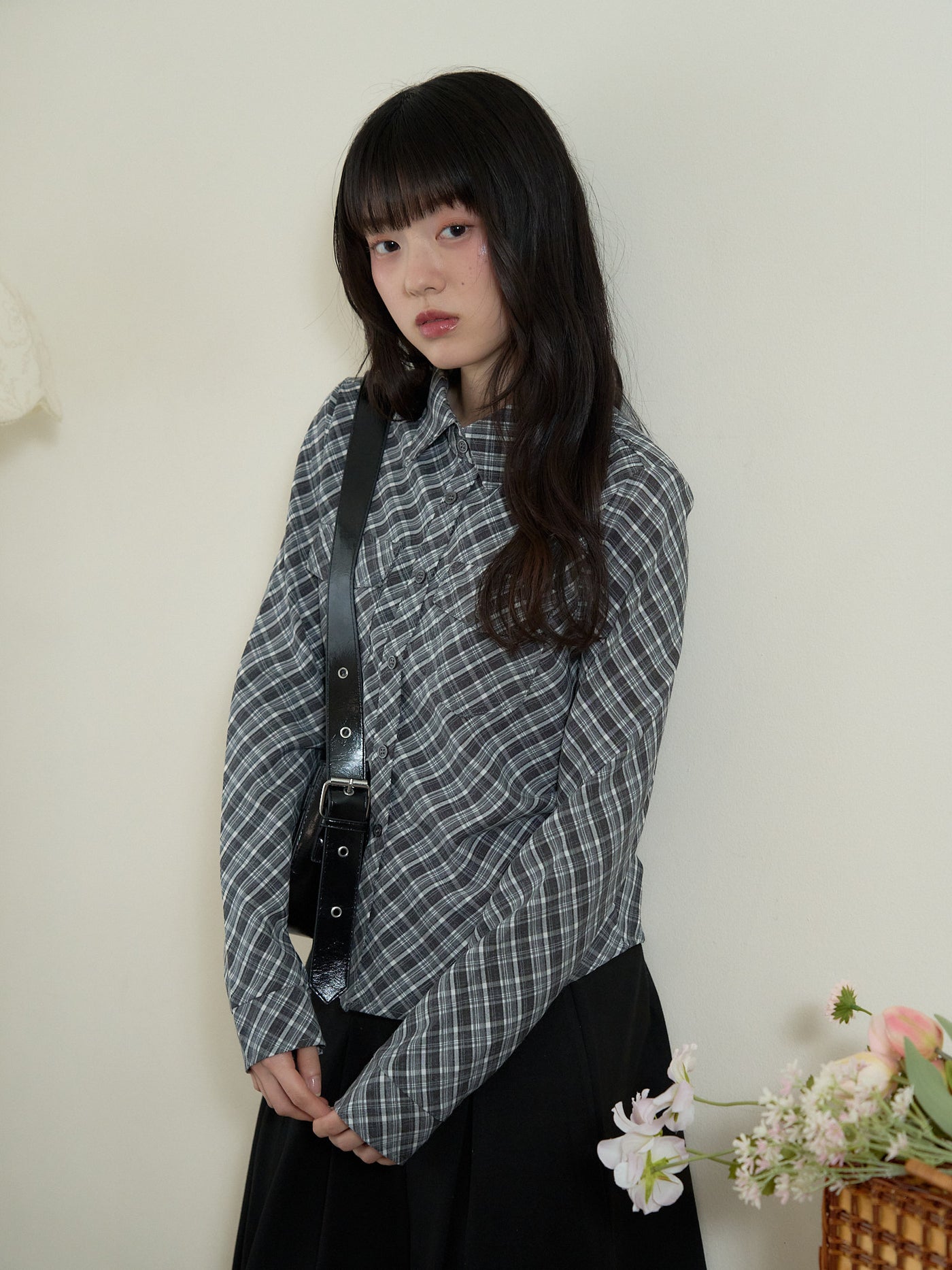 soft plaid cropped shirt