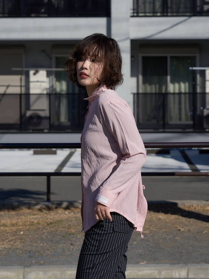 crinkle ribbon long sleeve shirt