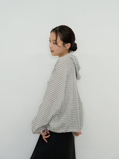 check hooded shirt