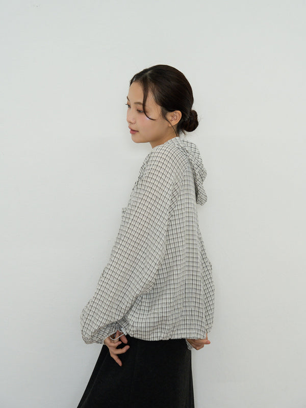 check hooded shirt