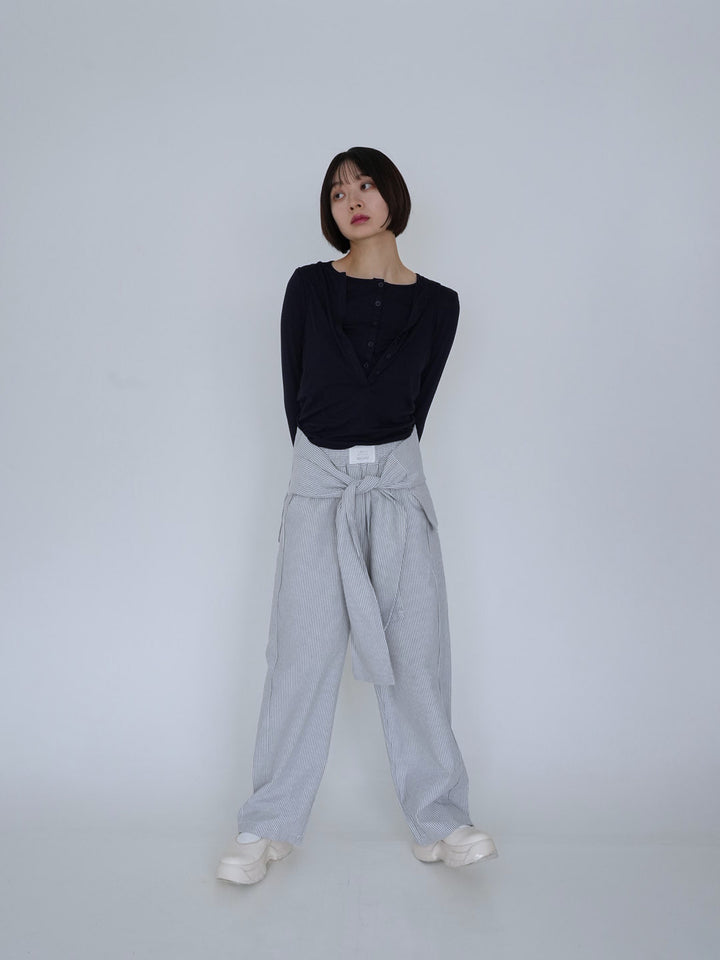 【8月26日発送予定】waist ribbon wide pants