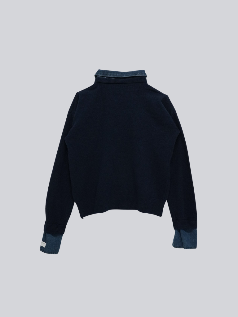 denim collar knit pullover